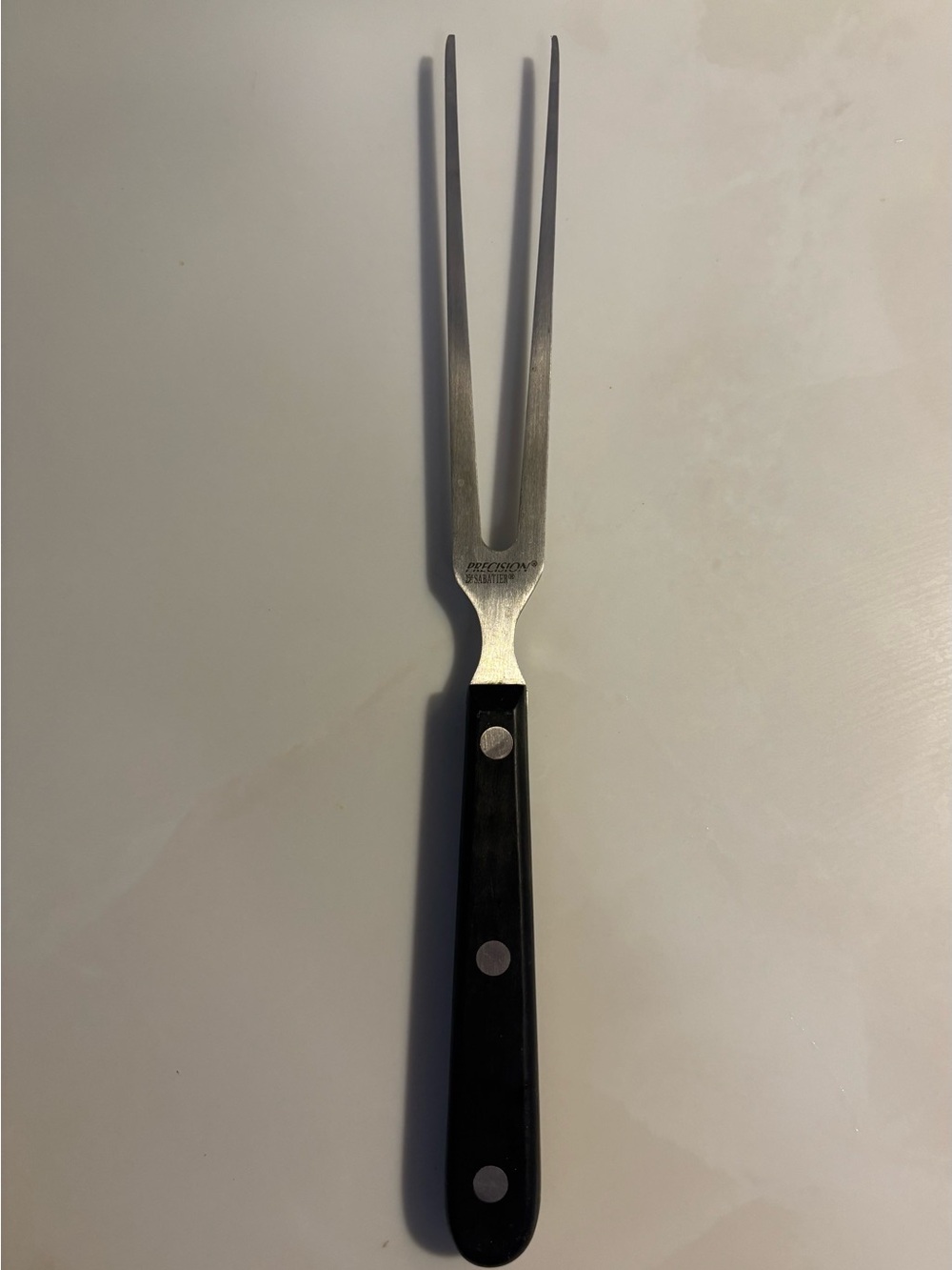 Vintage Precision by Sabatier 2-Tine Carving Fork – Full Tang, Triple Riveted